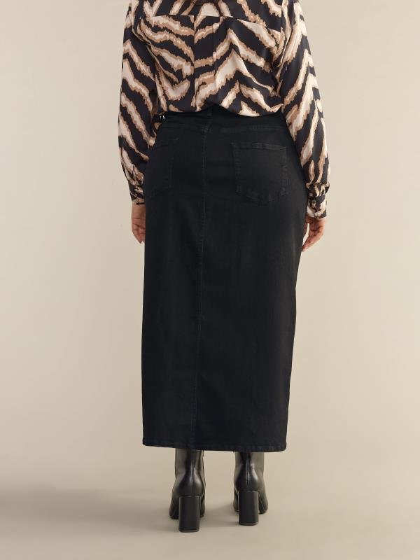 EVANS Plus Size Black Midaxi Denim Skirt | Evans 3