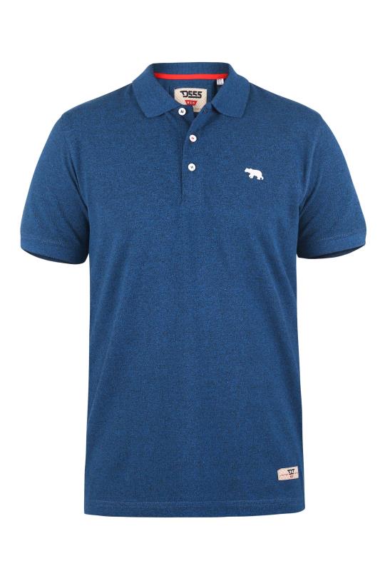 D555 Big & Tall Blue Logo Embroidered Polo Shirt_F.jpg