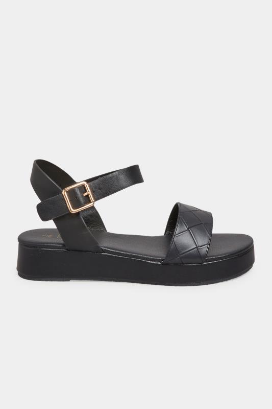 LIMITED COLLECTION Black Quilted Flatform Sandals In Extra Wide Fit | Yours Clothing  3
