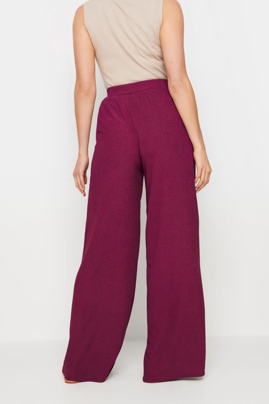 LTS Tall Women's Berry Pink Textured Wide Leg Trousers | Long Tall Sally 4
