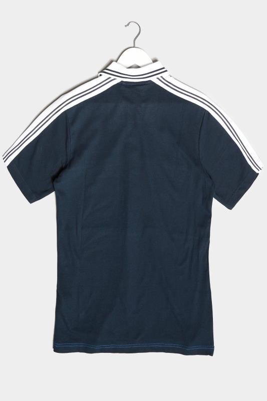 BadRhino Big & Tall Navy Blue Colour Block Tape Polo Shirt 3