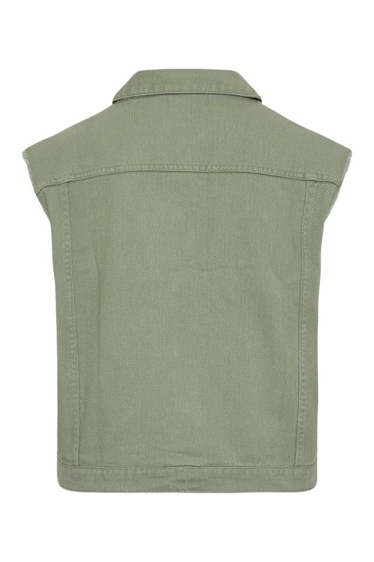 Plus Size Sage Green Sleeveless Denim Jacket | Yours Clothing 7