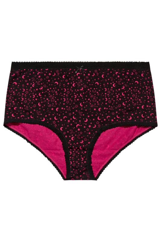 5 PACK Plus Size Pink Star & Moon Print High Waisted Full Briefs | Yours Clothing 3