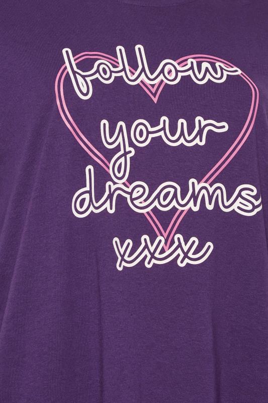 YOURS Plus Size Purple 'Follow Your Dreams' Slogan Nightdress | Yours Clothing 5