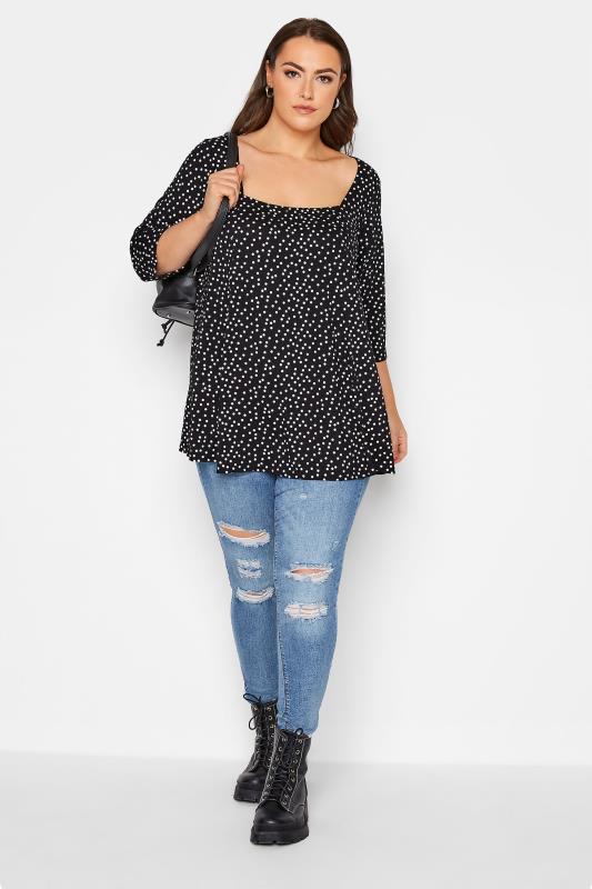 LIMITED COLLECTION Curve Black Polka Dot Top 2