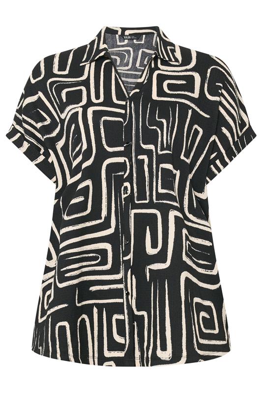 YOURS Plus Size Black Abstract Textured Boxy Top | Yours Clothing 5