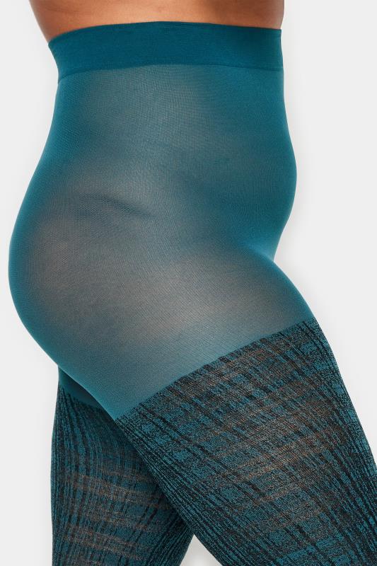 YOURS Curve Blue Tartan Print Tights | Yours Clothing 2
