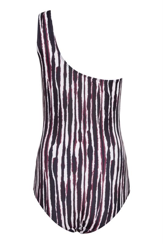 LTS Tall Black Stripe Print Asymmetric Cut Out Swimsuit 7