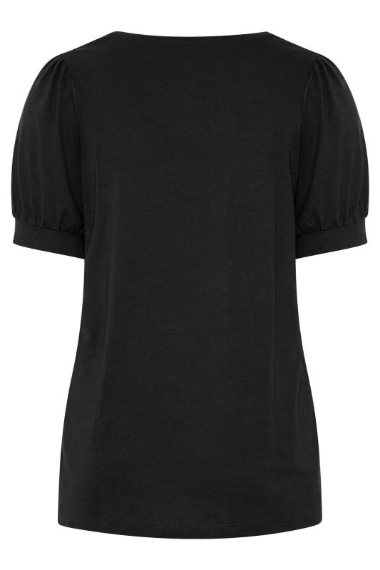 Black Puff Sleeve T-Shirt | Yours Clothing