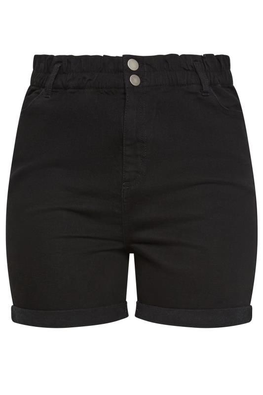 YOURS Plus Size Black Elasticated Waist Denim Shorts | Yours Clothing 4