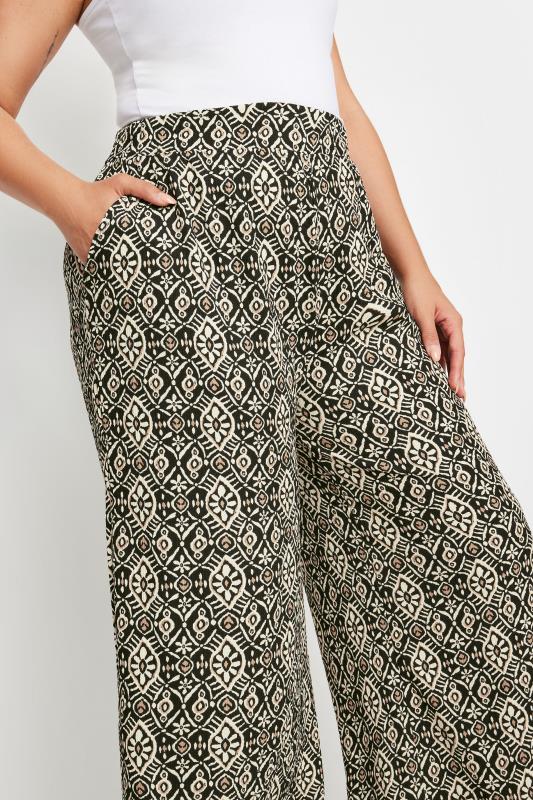 YOURS Plus Size Black Tile Print Textured Wide Leg Trousers | Yours Clothing 4