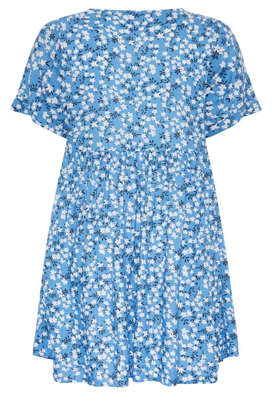 YOURS Plus Size Blue Floral Print Button Through Dress | Yours Clothing 8