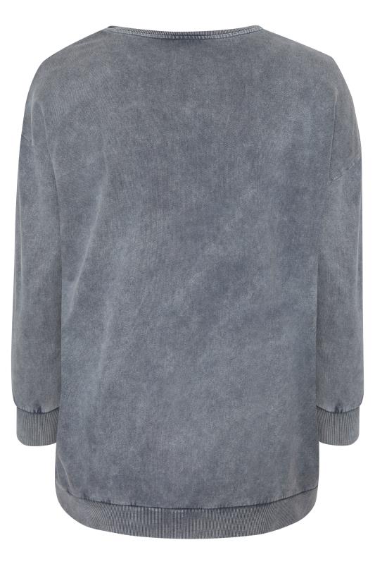 Plus Size Grey Acid Wash 'Rodeo Drive' Sweatshirt | Yours Clothing 6