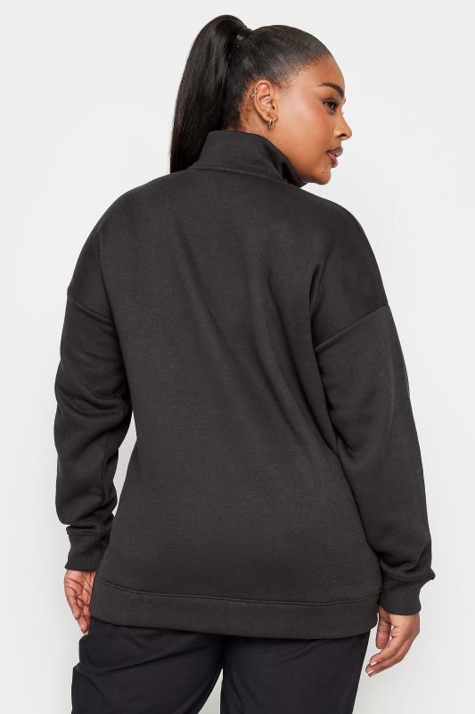 YOURS Plus Size Black '1990' Quarter Zip Sweatshirt | Yours Clothing 3