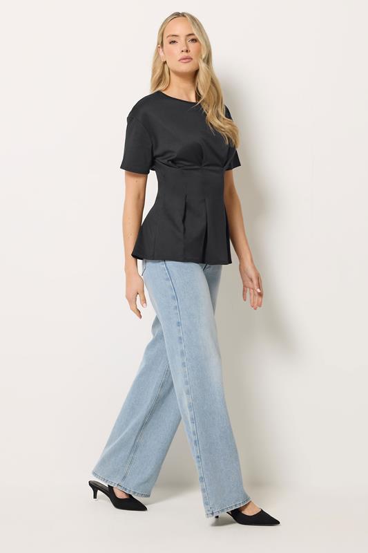 LTS Tall Women's Black Pleated Detail Top | Long Tall Sally 1