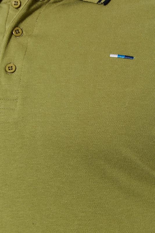 BadRhino Big & Tall Sage Green Essential Tipped Polo Shirt 3