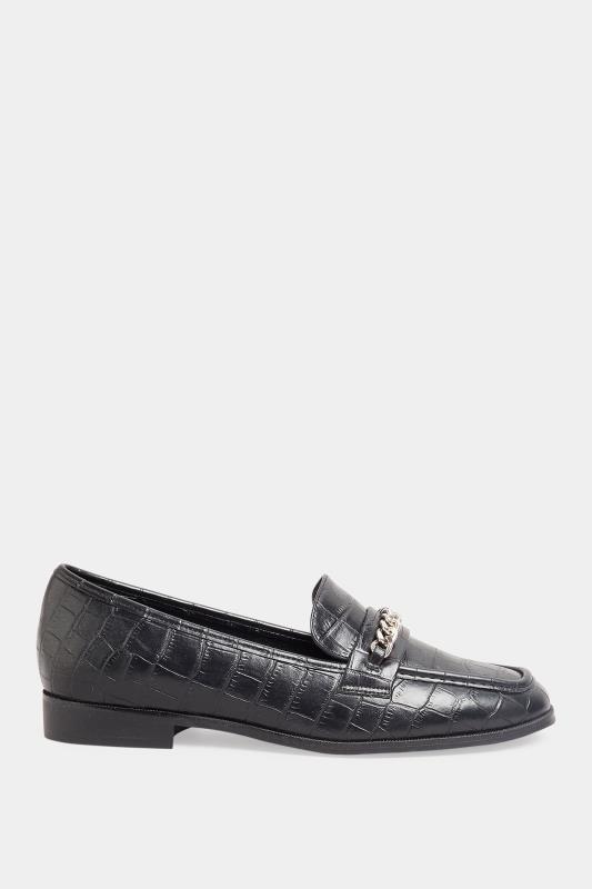 LTS Black Croc Chain Detail Loafers In Standard Fit | Long Tall Sally  3
