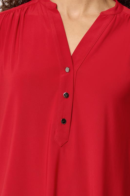 M&Co Red Half Placket Collarless Shirt | M&Co 5