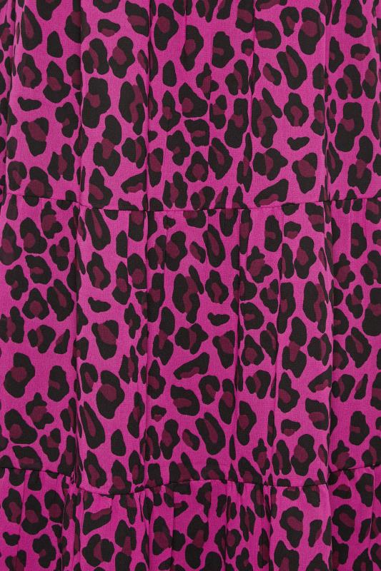 YOURS Curve Plus Size Hot Pink Leopard Print Midi Shirred Dress | Yours ...