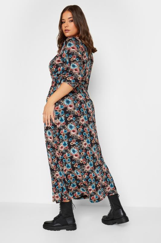 Plus Size Black Floral Print Wrap Maxi Dress | Yours Clothing 3