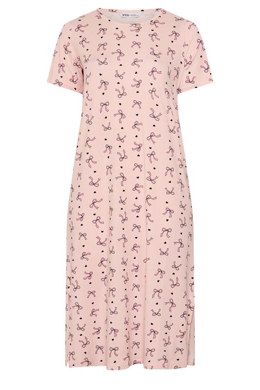 YOURSET Plus Size 2 PACK Pink Bow & Heart Print Midaxi Nightdresses | Yours Clothing 9