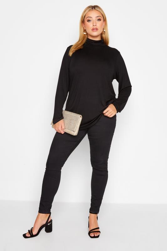 LIMITED COLLECTION Plus Size Black Turtle Neck Top | Yours Clothing 3