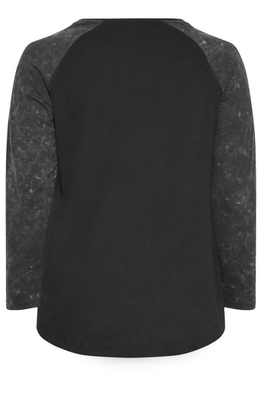 YOURS Curve Black Long Sleeve Raglan Top | Yours Clothing 7