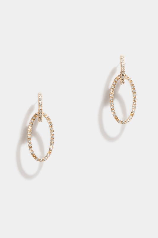 Gold Tone Diamante Hoop Link Earrings | Yours Clothing 2