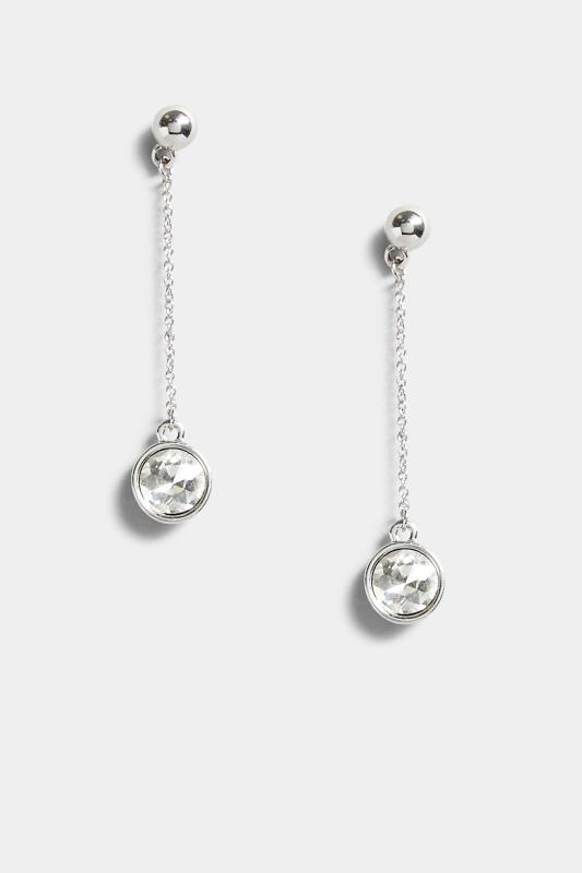 Silver Diamante Drop Earrings | Yours Clothing 2