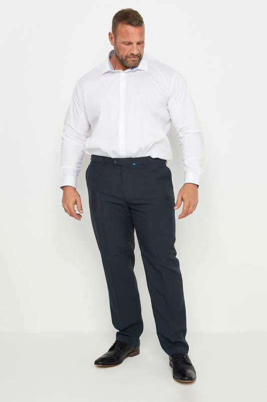 D555 Big & Tall Navy Blue Side Adjustable Waist Trouser | BadRhino 2