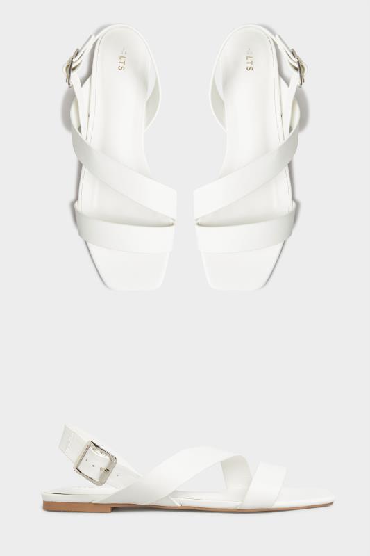 LTS White Crossover Strap Sandals In Standard D Fit 2