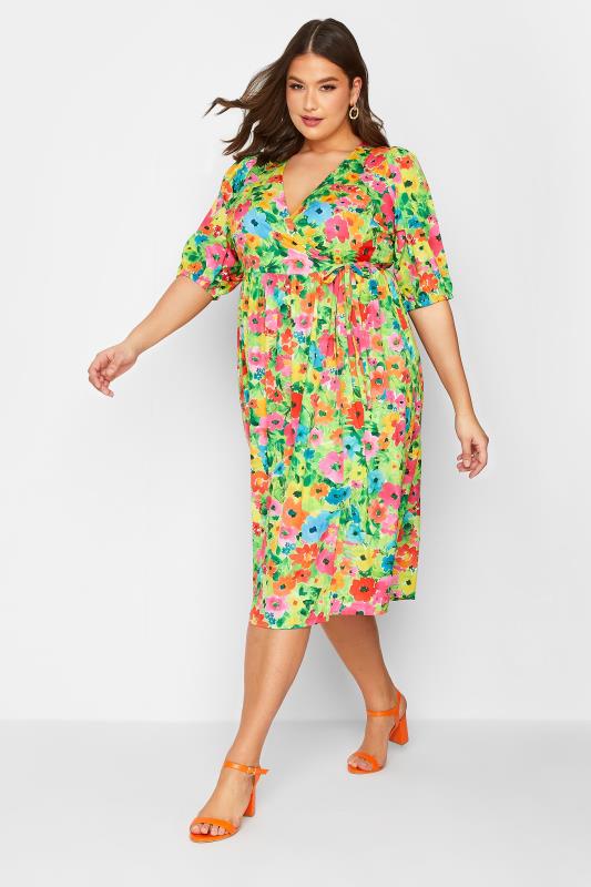 LIMITED COLLECTION Plus Size Curve Green Floral Midaxi Dress | Yours Clothing 3