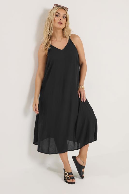 YOURS Plus Size Black Throw On Maxi Dress | Yours Clothing 1