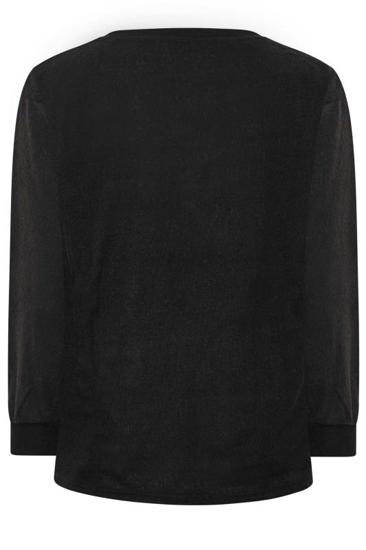 Plus Size Black V-Neck Soft Touch Fleece Sweatshirt | Yours Clothing 7