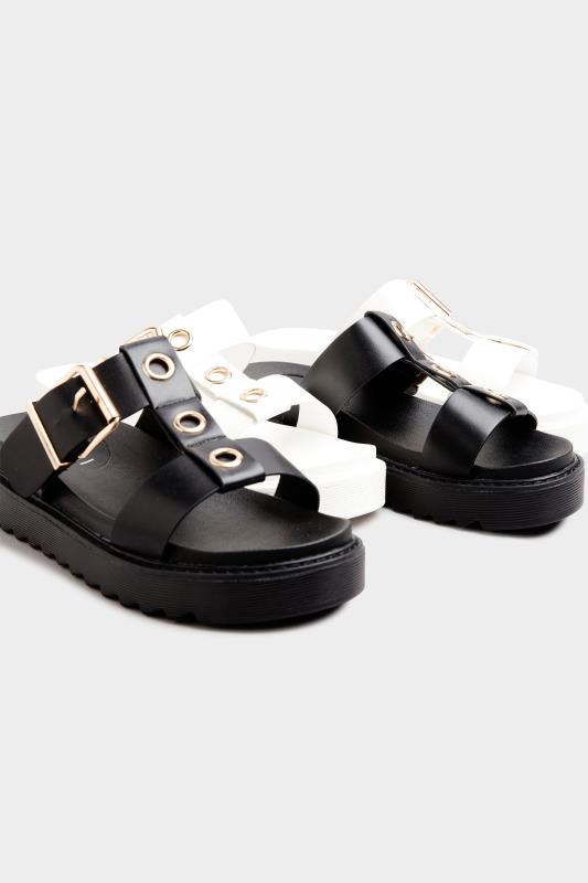 Black Buckle Chunky Slider in Regular Fit | Yours Clothing  7