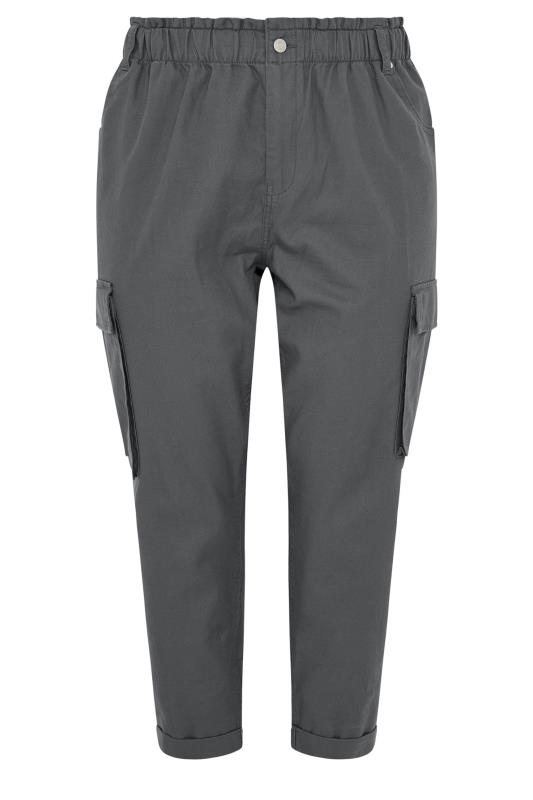 YOURS Plus Size Charcoal Grey Paperbag Utility Trousers | Yours Clothing 5