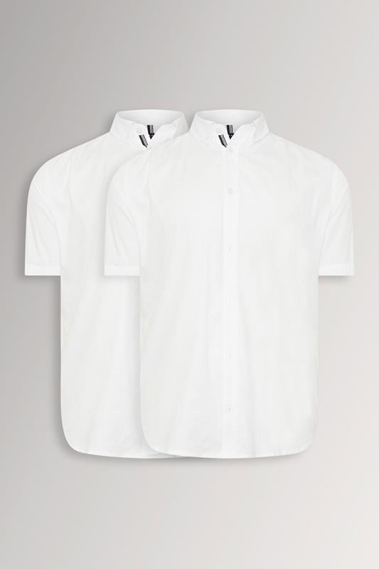 BadRhino Big & Tall Lot de 2 chemises blanches en popeline à manches courtes