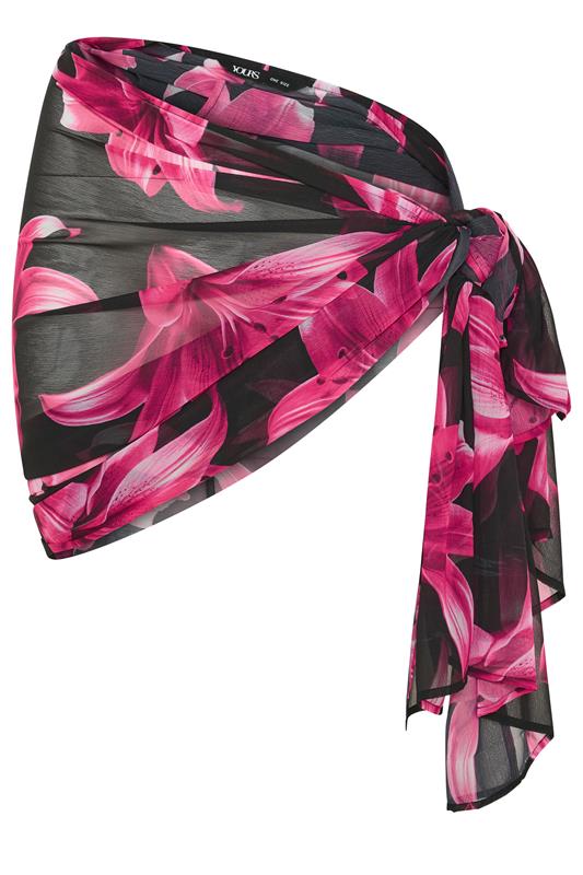 YOURS Plus Size Pink Floral Wrap Beach Sarong | Yours Clothing 5