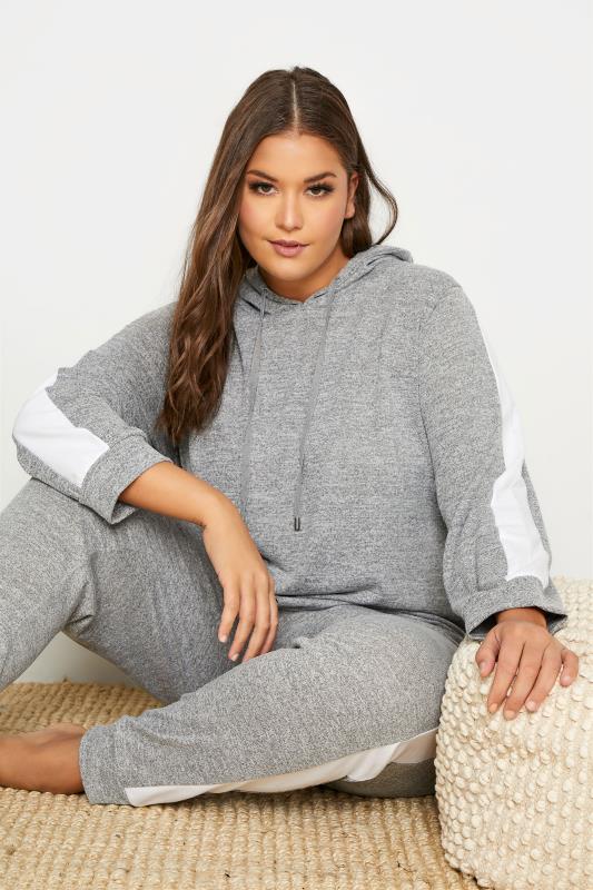 Plus Size Grey Stripe Lounge Joggers | Yours Clothing 3
