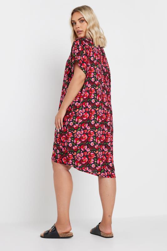 YOURS Plus Size Pink Floral Print Tunic Dress | Yours Clothing 3