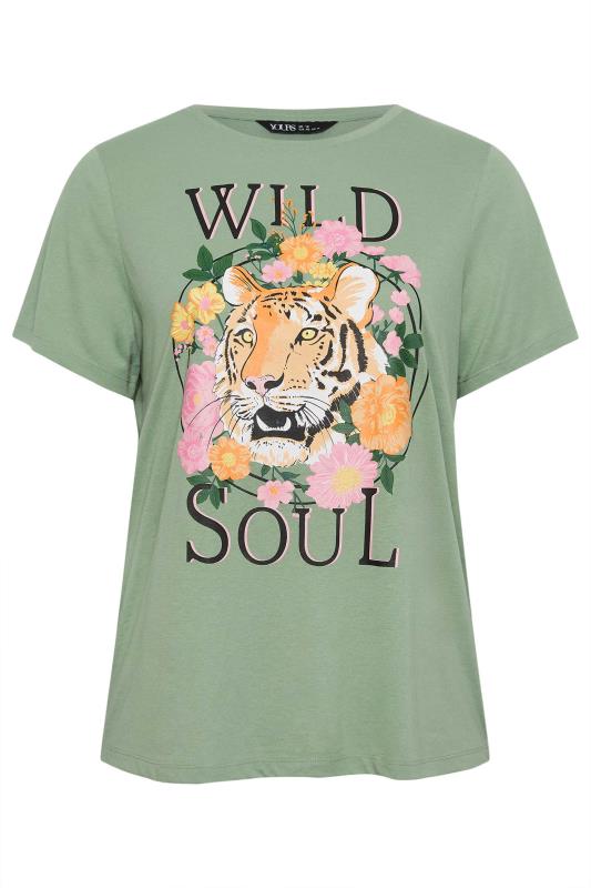 YOURS Plus Size Green 'Wild Soul' Print T-Shirt | Yours Clothing 5