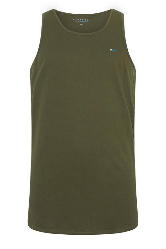 BadRhino Big & Tall 5 Pack Grey/Green/White/Navy/Black Extra Long Plain Vest Top | BadRhino 10