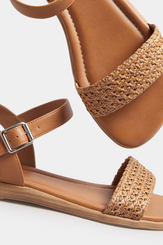 Tan Brown Raffia Sandals In Extra Wide EEE Fit | Yours Clothing 5