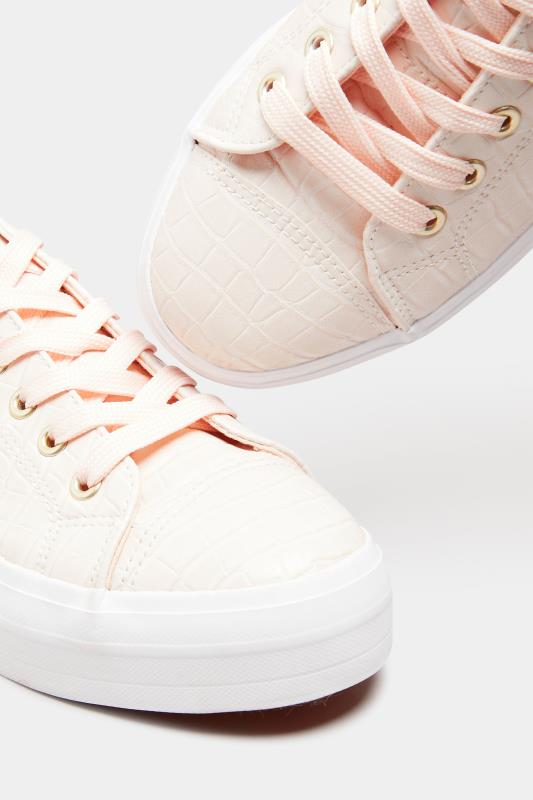 Pink Croc Trainers In Wide Fit | Yours Clothing 5