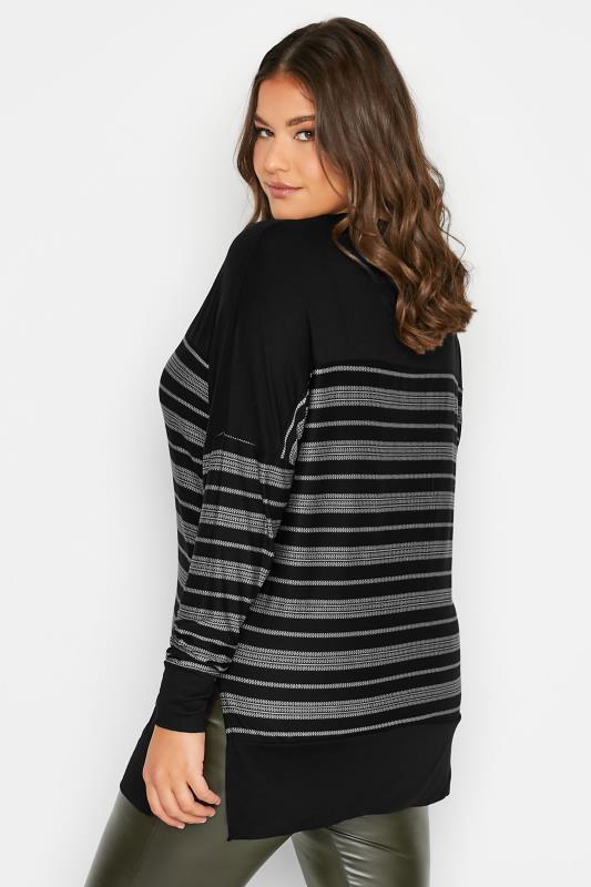 Plus Size Black Stripe Print Long Sleeve Top | Yours Clothing 3