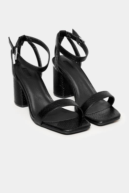 Black Snake Print 2 Part Block Heel Sandals In Wide E Fit & Extra Wide EEE Fit | Yours Clothing 2