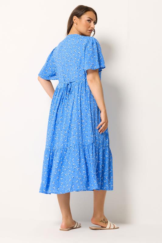 YOURS Plus Size Blue Ditsy Floral Placket Dress | Yours Clothing 2