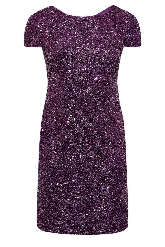 YOURS LONDON Plus Size Purple Sequin Embellished Shift Dress | Yours Clothing 6