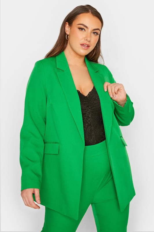 Plus Size  Curve Bright Green Lined Blazer