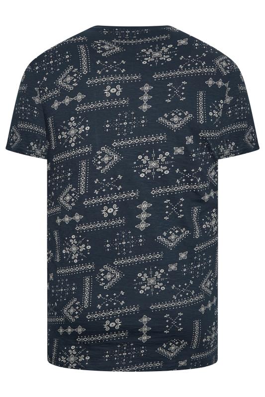 BEN SHERMAN Big & Tall Navy Blue Geometric Print T-Shirt | BadRhino  4